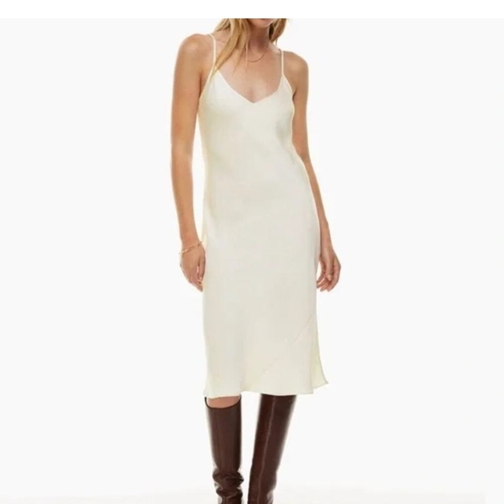 Aritzia Wilfred Satin Slip Midi Dress Ivory